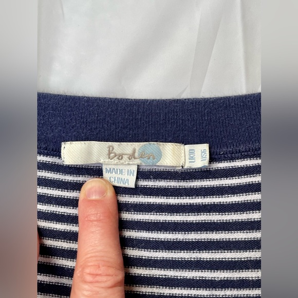 BODEN Striped Top UK 10 Lightweight/Indigo Blue/Nautical/Coastal/Knitted - Picture 2 of 14